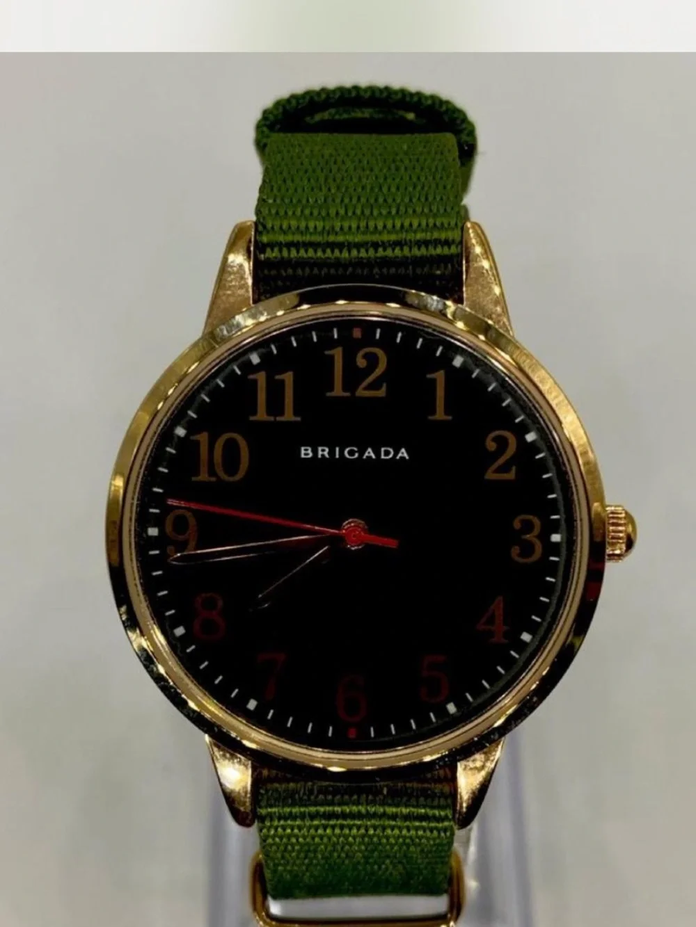 Men’s ^^^Brigada  *** Gold-Tone Watch /  Hunter green Dial *** Olive Green Strap